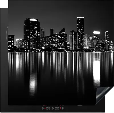 Produktbild von KitchenYeah© Herdabdeckplatte New York - Skyline - Nacht , 78x78cm, Küche Deko, Glaskeramikkochfeld Herdabdeckung, Abdeckplatte fùr Kochfeld