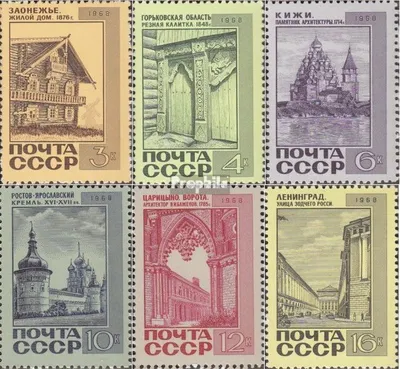 Produktbild von Briefmarken Sowjetunion 1968 Mi 3586-3591 (kompl.Ausg.) postfrisch Russis. Architektur