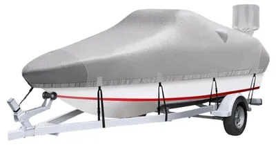 Immagine prodotto di Copertura per barca in tessuto Oxford 420D, colore grigio, per imbarcazioni da 20-22 piedi (circa 700x254 cm), impermeabile e con protezione anti-UV