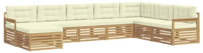 Produktbild von vidaXL Outdoor-Sofagarnitur mit Kissen 8 pcs Weiß und Creme