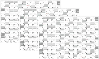 Produktbild von 3 Stück XL Wandkalender DIN A1 2026 (grau2) große Tageskästchen (Kalender werden gerollt versendet)