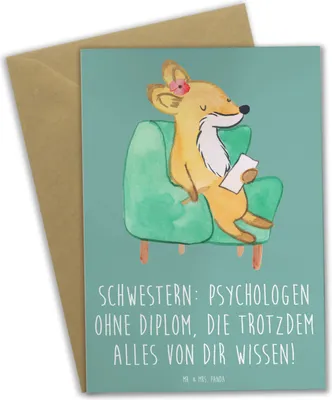 Produktbild von Mr. & Mrs. Panda Glückwunschkarte Schwestern Psychologen - Meeresbrise - Geschenk, Geschwisterliebe, Familie, Familiengeschenk, Geschwister, Freude, einladungskarten