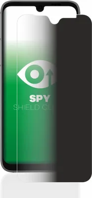 A privacy screen protector for a smartphone, partially covering the screen.
