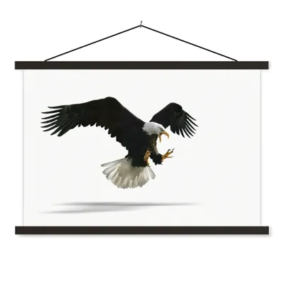 Produktbild von MuchoWow® Textilposter Adler - Vogel - Weiß 60x40 cm mit schwarzem Rahmen - Hölzernes