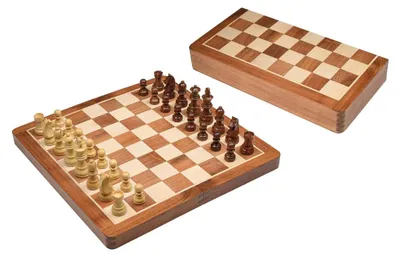 Produktbild von Schachkassette Holzfeld 38 mm, Klappbar mit Figureneinlage