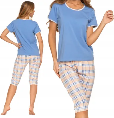 Produktbild von Damen Schlafanzug Zweiteilig Moraj Kurzarm Hose 3/4 Karo - S