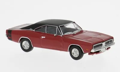 Produktbild von Brekina 18003 - 1/87 Dodge Charger, rot/schwarz, 1969 - Neu