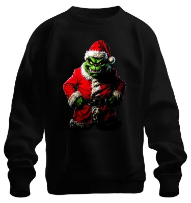 Produktbild von Grinch Böser Weihnachtsmann Santa Weihnachten Horror Sweatshirt Pullover, Schwarz, XL