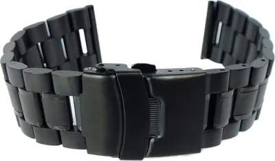 Produktbild von Minott > Uhrenarmband massives Edelstahlband > Edelstahl schwarz, Stegbreite:22mm
