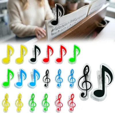 Produktbild von 20 Stück Musik Clip Klammern Notenständer Kunststoff Notenklammer Violinschlüssel Notenklammern für Notenständer Buch Seite Clip für Noten Buchseiten