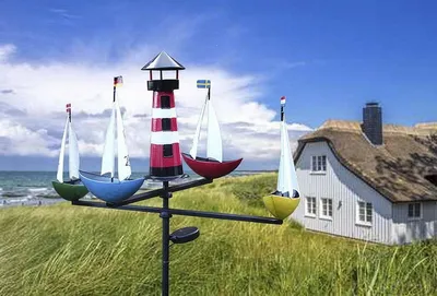 Produktbild von JW Metall-Windfahne Schiffskarussel "Regatta" mit LED Solar-Beleuchtung 2280