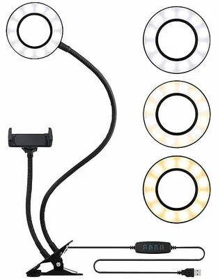 Image de Anneau lumineux LED avec support pour smartphone Ø 9 cm