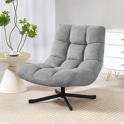 Produktbild von SUGIFT Drehsessel Relaxsessel, Loungesessel Polstersessel, wasserabweisend Chenille, Grau | 95x75x90 cm | 360° drehbar | 17 cm Polsterung