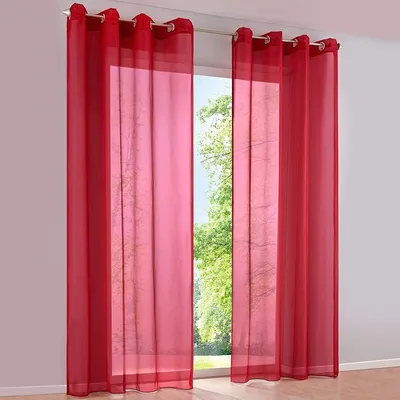 Voile-Ösengardinen 2er-Set, 140 x 270 cm, halbtransparent, rot