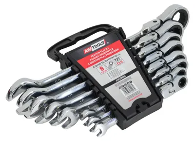AWTOOLS Ratschen-Ringschlüssel-Set 8-teilig 8-22 mm