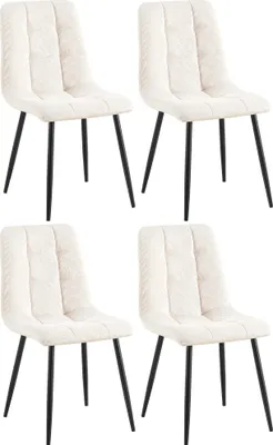Produktbild von CLP 4er Set Esszimmerstuhl Tilde gepolstert mit Rückenlehne bis 150 kg belastbar creme Material Cord