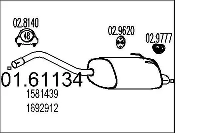 Produktbild von MTS 01.61134 Endschalldämpfer für FORD KA (RU8) Auspuff