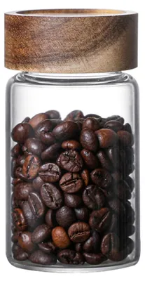 Image de Solidchoice - Pot en verre - Récipients hermétiques de 250 ml - Couvercle en bambou - Pot de rangement décoratif - Idéal pour le stockage du café/thé - Usage polyvalent - Pot de rangement