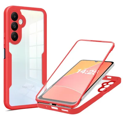 Produktbild von 360 Grad Rundum Schutz Handyhülle für Samsung Galaxy A05s Full Cover Vollschutz Case Farbe: Rot