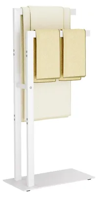Immagine prodotto di Portasciugamani da pavimento in acciaio inossidabile con 2 barre - Bianco, dimensioni 40x20x80 cm