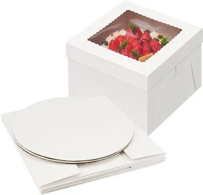 Image de Boîte de transport blanche pour cupcakes avec fenêtre, lot de 2 - Idéale pour les anniversaires et les fêtes