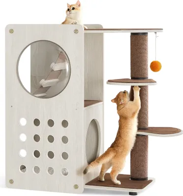 Produktbild von Feandrea Clickat Kratzbaum, Katzenbaum modern, Katzenhaus mit Kratzsäule, Kratzmatte