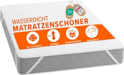 Produktbild von Dreamway Matratzenschutz 160x200 Wasserdicht   - 160x200, Baumwolle, Atmungsaktiv mit 4 Eckgummis, Waschbar bei 60°C