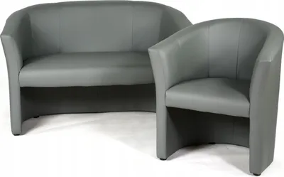 Produktbild von Couchgarnitur - Sofa Set - Grau - Kunstleder - 2 Sitzer Sofa - Sessel - Sitzmöbel - Fleckenbeständig - 2-Teilig - CAFE
