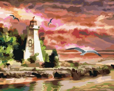 Produktbild von Zuty - Malen nach Zahlen - LEUCHTTURM UND MÖWEN, 40x50 cm, ohne Keilrahmen