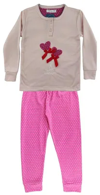 Produktbild von Mädchen Kinder Pyjama langarm Winter zweiteiliger Schlafanzug Rosa/116