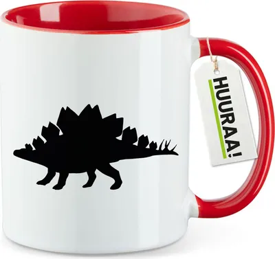 Produktbild von Huuraa Kaffeetasse Stegosaurus Dinosaurier 330ml Rot Keramik Kaffeebecher Geschenkidee