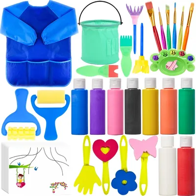 Immagine prodotto di Elzusha - Pitture per dita lavabili per bambini, set completo di colori