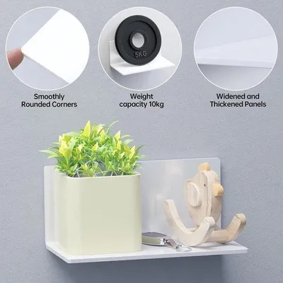 Produktbild von Famanu Wandregal weiß, selbstklebend, 20 cm breit, Set von 2