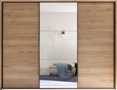 Produktbild von Schwebetürenschrank LEVIS 3-türig mit Spiegel Eichendekor 210x270x60cm