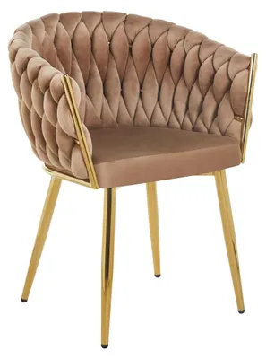 Obrázek produktu pro Designová čalouněná židle ZYPHIRA - cappuccino / zlatá