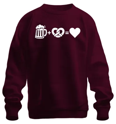 Productafbeelding van Bier, pretzel, , Wiesn, traditionele kleding, shirt, lederhosen, sweatshirt, trui, bordeauxrood, maat S
