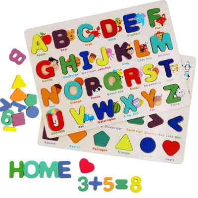 Produktbild von Holzpuzzle Alphabet Buchstaben Zahlen - 2-in-1 - 26 Buchstabenblöcke und 10 Zahlenblöcke - Ab 3 Jahren