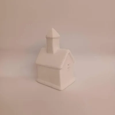 Obrázek produktu pro DECOLED Keramický kostelíček, 7,5 x 6 x 12 cm, teple bílá