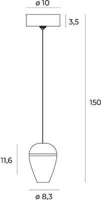 Immagine prodotto di Lampada a sospensione LED COMETSHINE nero-oro 8W, bianco caldo, 480 lm, alluminio, dimensioni: 150 x 8,3 x 8,3 cm, IP20, Maxlight