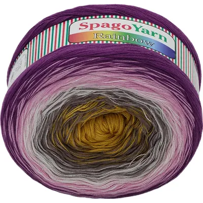 Produktbild von SpagoYarn Rainbow - 250g / 1000 m - Gelb,Braun,Rosa,Violett