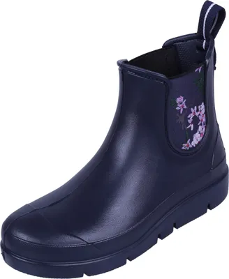 Produktbild von STELLA Dunkelblaue kurze Gummistiefel Gummistiefeletten mit Blumen gemustert für Damen bequem superleicht Lemigo 36 EU / 3.5 UK