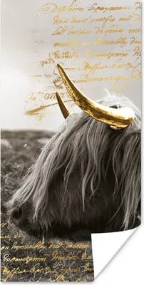 Produktbild von MuchoWow® Poster Schottischer Highlander - Gold - Hoorn 20x40 cm - Plakat - Foto
