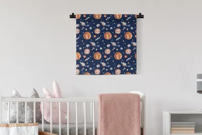 Produktbild von MuchoWow® Wandteppich Wandbehang Weltraum - Planeten - Muster - Kinder - Kinder - Kind 60x60 cm Tapisserie Dekoration Wandtuch - Dekorationen - Wand Decke