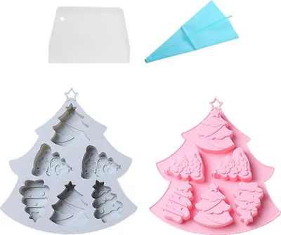 Produktbild von 2 Stück Weihnachtsbaum-Silikon-Antihaft-Formen, 6 Verschiedene Mulden, Weihnachtsbaum Zum Backen Von Kuchen, Brownies, Gebäck, Cupcakes