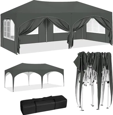 Obrázek produktu pro BukkitBow - Dvojitý párty stan s bočními stěnami - Skládací stan - Vodotěsný a odolný vůči povětrnostním vlivům - Zahradní altán / Dvojitý altán