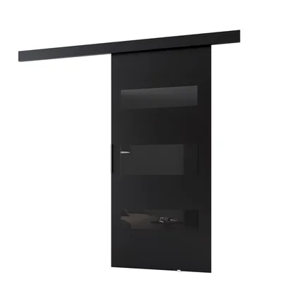 Produktbild von MINIO go for it, Schiebetür "PRIM D", Zimmertür, mit schwarzen Dekorelementen, schwarzer Griff, 96 cm, Schwarze Farbe