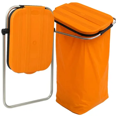 Produktbild von Müllsackhalter Wandhalter Abfallsackhalter Wallfix Orange 120 bis 130 L Edelstahl mit Deckel
