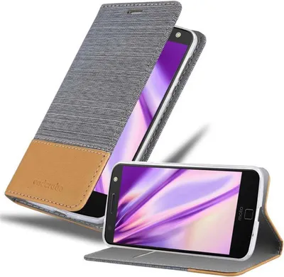 Produktbild von Cadorabo Hülle für Motorola MOTO Z Schutzhülle in Grau Handy Hülle Etui Book Case Cover