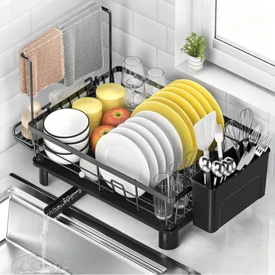 Zdjęcie produktu dla Ociekacz do naczyń XL, stal nierdzewna, z ociekaczem na sztućce, do kuchni