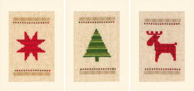 Obrázok produktu pre Balenie výšiviek krížikom Vervaco "Vianoce" 3-dielne balenie výšiviek, počítanie vzoru, 10,5x15cm